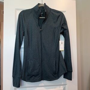 NWT Old Navy Activewear Dark Green Utility Jacket Full Zipper Thumbholes sz S